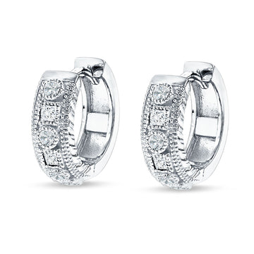 Round & Princess Cut Cubic Zirconia Huggie Hoop Earring 925 Sterling Silver Wholesale